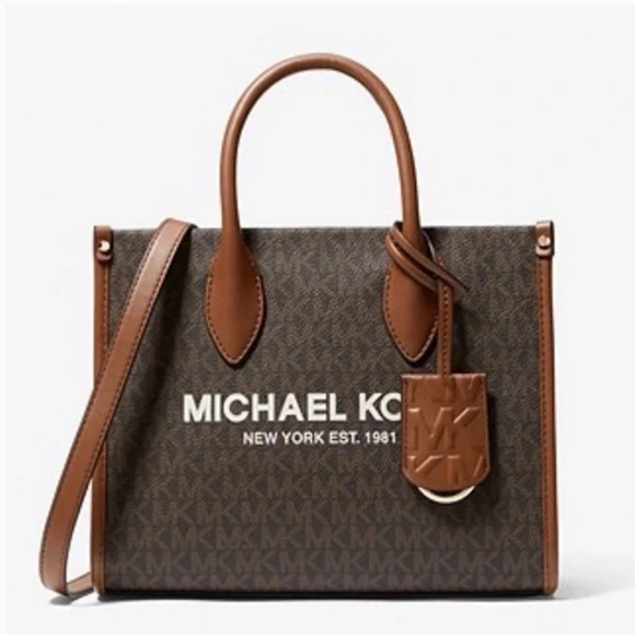 BEST PRICE 🔥Michael Kors Mirella Small Logo Crossbody Bag Brown signatur… - Picture 2 of 14